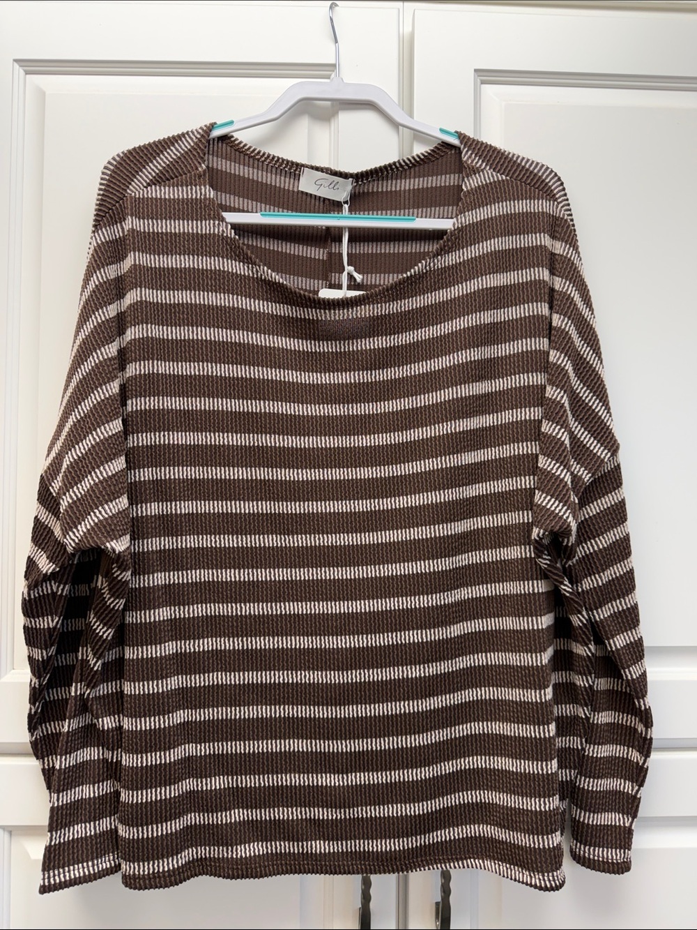 Gilli Brown & Cream Striped Knit Pullover